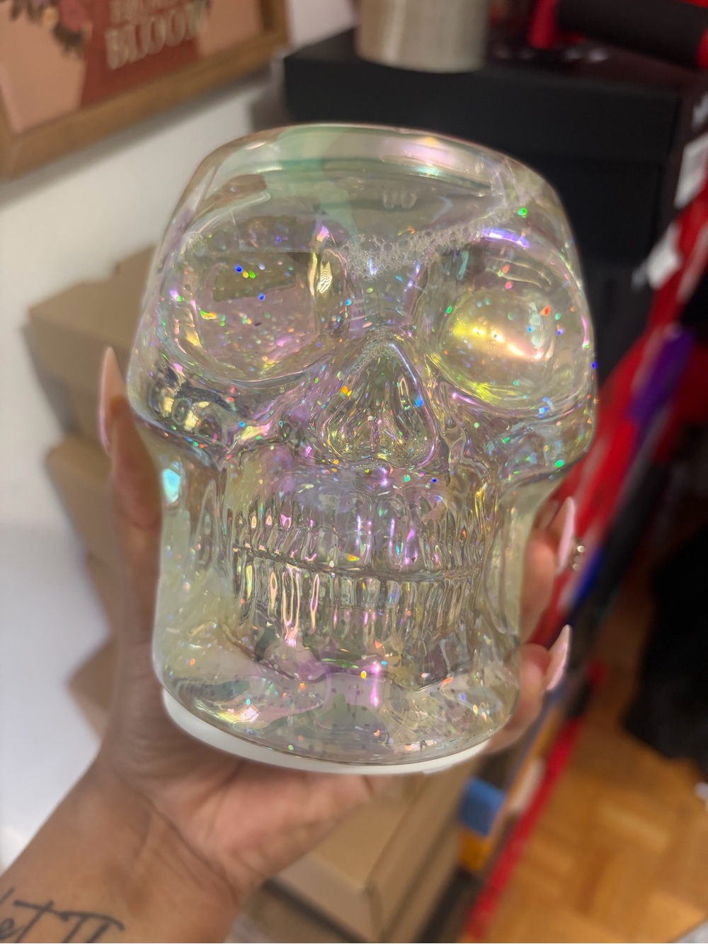 Bath & Body Works glitter light up skull candle holder